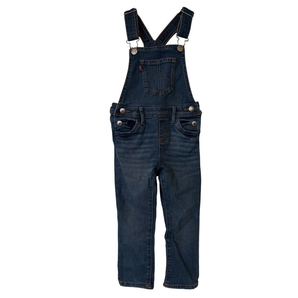 Levi's Boys Denim Overalls 3T Blue Jean Bib Adjustable Straps Classic
